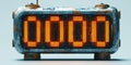 Futuristic Digital Clock Grunge Tech Display 0000 Countdown Sci fi Interface AI generated. Royalty Free Stock Photo