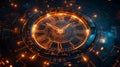 Futuristic Digital Clock Interface Technology merging Hud technology circle, Time and Time machine concept