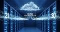 Futuristic digital cloud data storage technology visualization Royalty Free Stock Photo