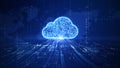 Futuristic digital cloud data transfer concept with binary code and flowing network lines, ideal for tech, cloud computing, and Royalty Free Stock Photo