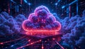 Futuristic Digital Cloud Infrastructure with Glowing Network and 3D Servers High Tech Cloud Computing Visualization Royalty Free Stock Photo