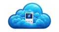 Futuristic digital cloud storage concept with modern device accessing data seamlessly Royalty Free Stock Photo