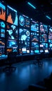 Futuristic Digital Command Center: Global Data Monitoring and Analysis System