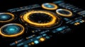 Futuristic Digital Control Panel with Glowing Elements and Interactive Interface for Technology and Science Applications Royalty Free Stock Photo