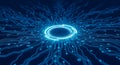 Futuristic Digital Core with Glowing Circuit Network and Data Technology Background Royalty Free Stock Photo