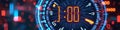 Futuristic digital countdown timer display in neon lights Royalty Free Stock Photo