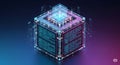 Futuristic Digital Cube Data, Network, Technology, AI, Code, Innovation, Processing, Structure, Syst Royalty Free Stock Photo
