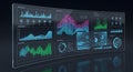 Futuristic digital dashboard displaying complex data and analytics Royalty Free Stock Photo
