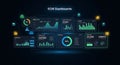 Futuristic digital dashboard displaying complex data analytics and network performance metrics Royalty Free Stock Photo