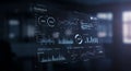 Futuristic digital dashboard displaying complex data analytics. Various charts, graphs Royalty Free Stock Photo