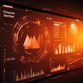 Futuristic digital dashboard displaying data analytics. The interface features circular Royalty Free Stock Photo