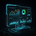 Futuristic digital dashboard displaying financial data and analytics Royalty Free Stock Photo