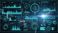 Futuristic digital dashboard displaying real-time data analytics and metrics for high-tech systems Royalty Free Stock Photo
