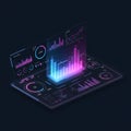 Futuristic digital dashboard displaying various analytics and data visualizations. Royalty Free Stock Photo