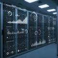 Futuristic digital dashboard displaying various data analytics in a high-tech Royalty Free Stock Photo