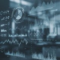Futuristic digital dashboard displaying various data visualizations, including line Royalty Free Stock Photo
