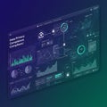 Futuristic digital dashboard displaying various graphs and charts related to data Royalty Free Stock Photo