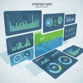 Futuristic digital dashboard featuring a variety of data visualization elements Royalty Free Stock Photo
