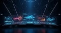 Futuristic digital dashboard with glowing data analytics and neon lights Royalty Free Stock Photo