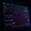 Futuristic digital dashboard interface displaying analytics and data visualization. Royalty Free Stock Photo