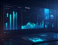 Futuristic Data Analytics Dashboard Interface with Financial Charts Big Data Visualization and AI Technology Royalty Free Stock Photo