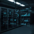 A futuristic digital dashboard interface displaying various data visualizations. It Royalty Free Stock Photo