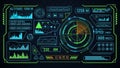 Futuristic digital dashboard interface featuring various data displays and Royalty Free Stock Photo