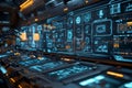 Futuristic Digital Dashboard Interface with Sci Fi Control Panel Data Display Royalty Free Stock Photo