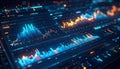 Futuristic Digital Data Analysis and Financial Charts Royalty Free Stock Photo