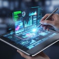 Futuristic Digital Data Analysis on a Tablet Royalty Free Stock Photo