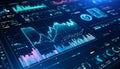 Futuristic Digital Data Analytics Dashboard Display Royalty Free Stock Photo