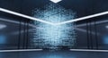 Futuristic Digital Data Cube in Modern Tech Environment Royalty Free Stock Photo