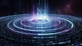 Futuristic digital data flow with glowing blue waves in circular motion technology concept Royalty Free Stock Photo