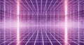 Futuristic digital data grid with glowing purple light rays in server room technology background Royalty Free Stock Photo