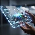 Futuristic Digital Data Interface on a Transparent Tablet Royalty Free Stock Photo