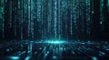 Futuristic digital data matrix background for technology design. Big data and machine learning Royalty Free Stock Photo
