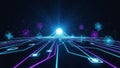Futuristic Digital Data Network AI Connectivity Concept with Glowing Neon Circuit Lines Royalty Free Stock Photo