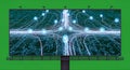Futuristic Digital Data Network Display on Billboard - Technology, Connectivity, Cybersecurity Royalty Free Stock Photo