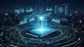 Futuristic digital data processing and artificial intelligence core Royalty Free Stock Photo