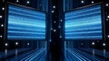 Futuristic Digital Data Stream Interface with Glowing Blue Screens Royalty Free Stock Photo