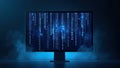 Futuristic Digital Data Stream on Screen with Binary Code Abstract Royalty Free Stock Photo