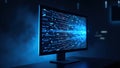 Futuristic Digital Data Stream on Screen with Binary Code Abstract Royalty Free Stock Photo