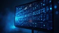 Futuristic Digital Data Stream on Screen with Binary Code Abstract Royalty Free Stock Photo