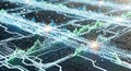 Futuristic Digital Data Visualization with Glowing Graphs and Circuit Lines Royalty Free Stock Photo