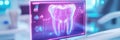 Futuristic digital display of a holographic tooth in vibrant colors Royalty Free Stock Photo