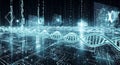 Futuristic Digital DNA Helix with Binary Code and Data Visualization Royalty Free Stock Photo