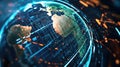 Futuristic Digital Earth Concept with Data Connections and Network Lines Royalty Free Stock Photo