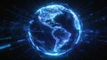 Futuristic Digital Earth Globe with Glowing Network Connections and Global Data Lines Royalty Free Stock Photo