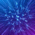 Futuristic digital explosion of interconnected data points creating an abstract network pattern in Royalty Free Stock Photo
