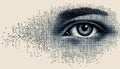 Futuristic Digital Eye with Binary Code Representing Advanced Surveillance Technology and AI Vision Royalty Free Stock Photo